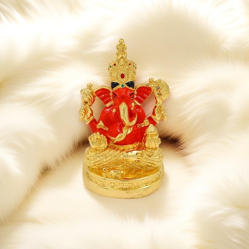 Grand Siddhi Vinayak Idol | Exquisite Large Gold-Plated Ganesh Statue for Home Temple, Pooja Decor, and Spiritual Blessings | Ideal for Festivals and Gifting