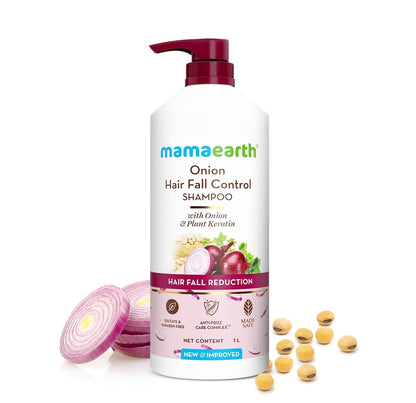 Mamaearth Onion Shampoo for Hair Growth and Hair Fall Control with Onion and Plant Keratin | Reduces Hair Fall | Strengthens & Smoothens Hair | For Men & Women | 1 Litre