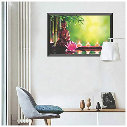 Buddha Design Exclusive Painting with Frame for Home & Office Decoration(35 cm x 50 cm x 3 cm) SANFM27
