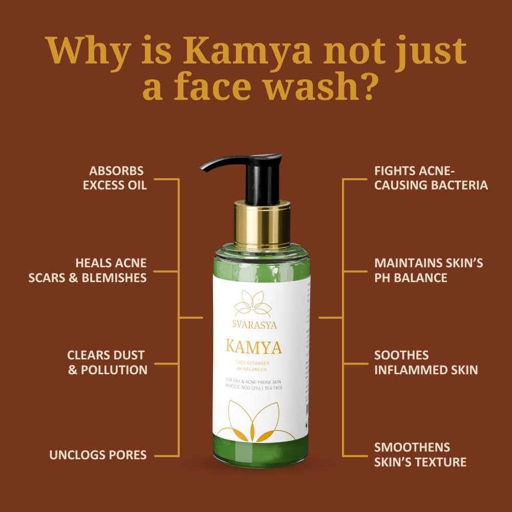 Svarasya Kamya Salicylic Acid and Tea-Tree Natural for Oily, Sensitive Glowing Skin Facewash for Men and Women|100ml