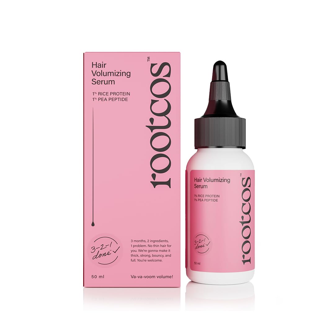 Footcos hair volumizing serum bottle and packaging on a white background