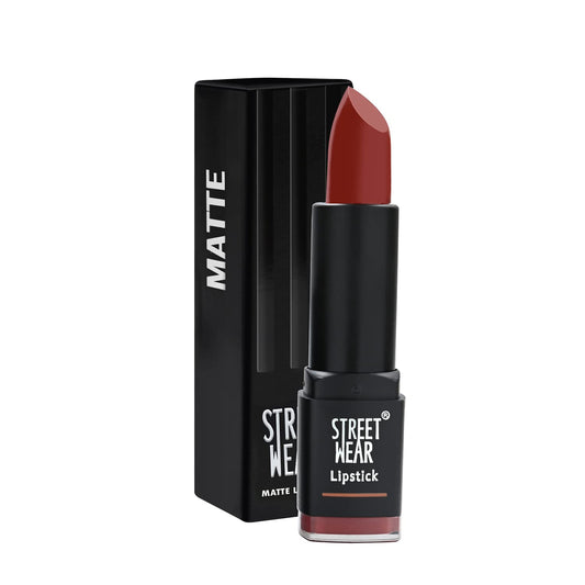 STREET WEAR Matte Lipstick -BRICK BROWN (Brown) - 4.2 gms -Longwear, Velvety texture, Fade-resistant, High Color payoff, Lightweight Matte Lipstick, Plant-based Canuuba wax, Paraben-free