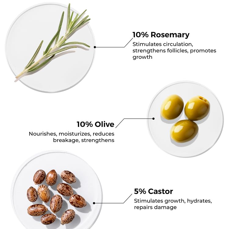 Brillare 10% Rosemary Hair Oil for Hair Growth with 10% Olive Oil & 5% Castor oil | Reduces Hair Fall | Strengthens Hair | Visible Results in 4 Weeks.