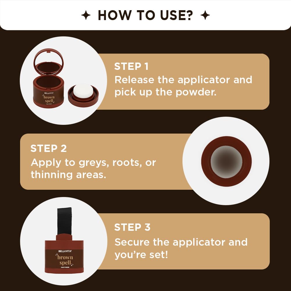 Instructions on how to use a hair powder product with step-by-step guidance.