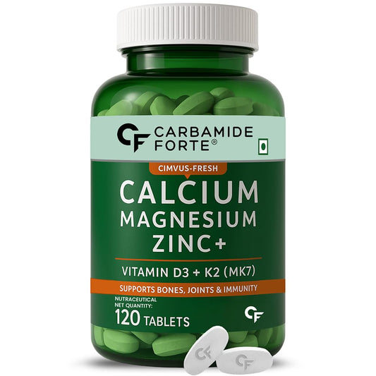 Carbamide Forte Calcium & Vitamin D3 Tablets | Calcium Magnesium Zinc - Bone Health & Joint Support - 120 Tablets, 227 Grams