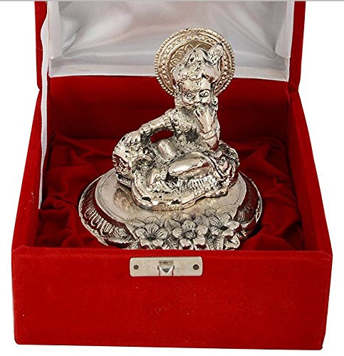 Lavanaya Silver - Silver Finish Laddu Gopal Idol for Home Temple – Decorative Bal Krishna Murti for Pooja & Gifting – Handcrafted Metal Statue (Small Size)