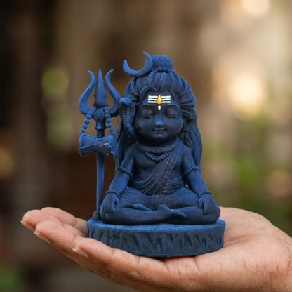 Shivji Idol for Car Dashboard, Home Temple & Office Desk | Compact Resin Mahadev Murti for Puja Room, Table Decor & Spiritual Gift | Small Lord Shiva Statue (Baby Lord Shiva)