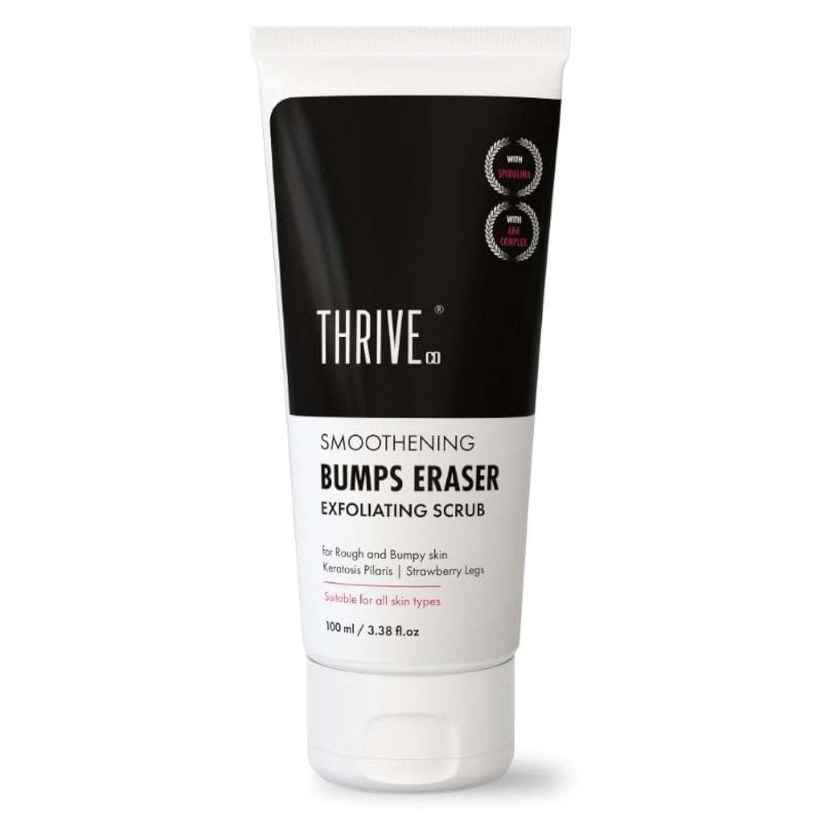 Tube of Thrive Co. Bumps Eraser Exfoliating Scrub on a white background