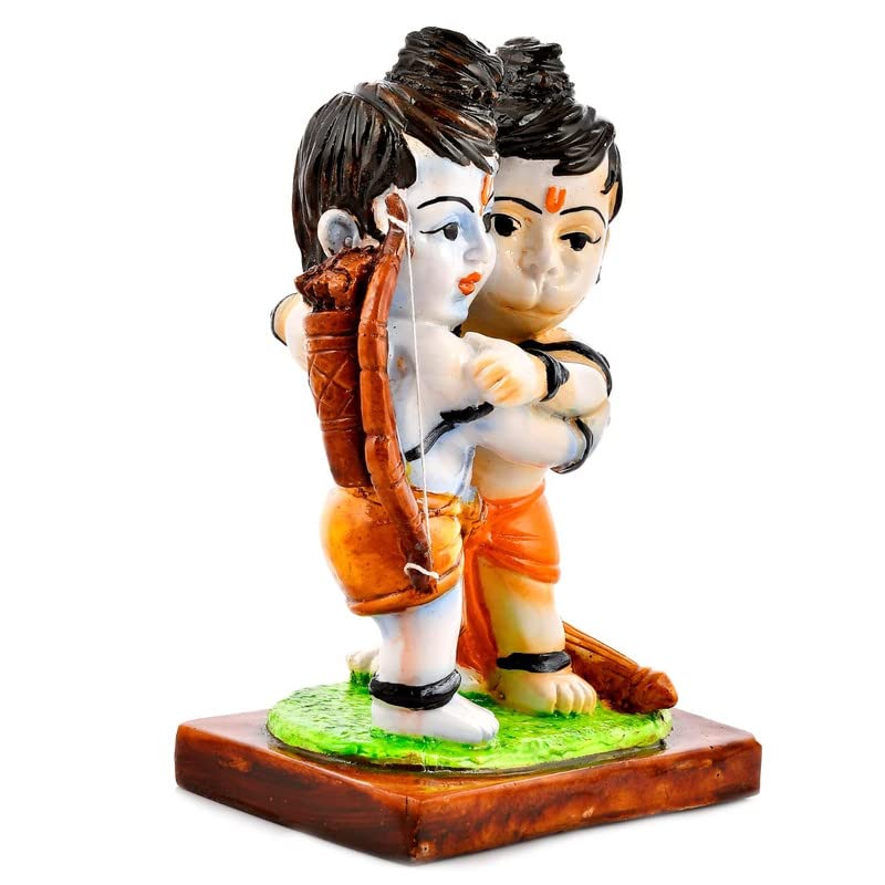 Lord Ram and Hanuman Idol | Bhagwan Ram and Hanuman Statue Hugging Each Other| Jai Shri Ram Figurine/Showpiece for Home Decoration, Gifting, Temple, Office