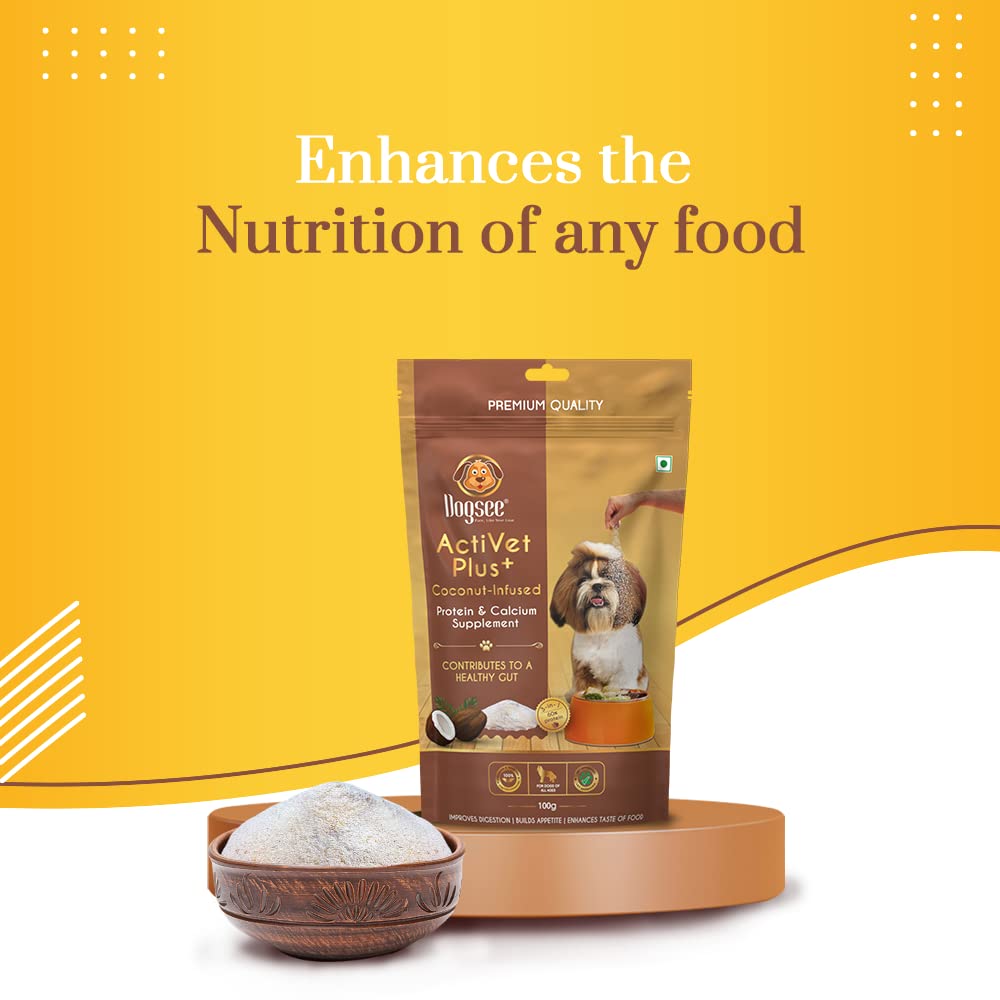 Dogsee Activet Plus+ Coconut - 100g | Protein & Calcium Supplement | Enhances The Taste of Food