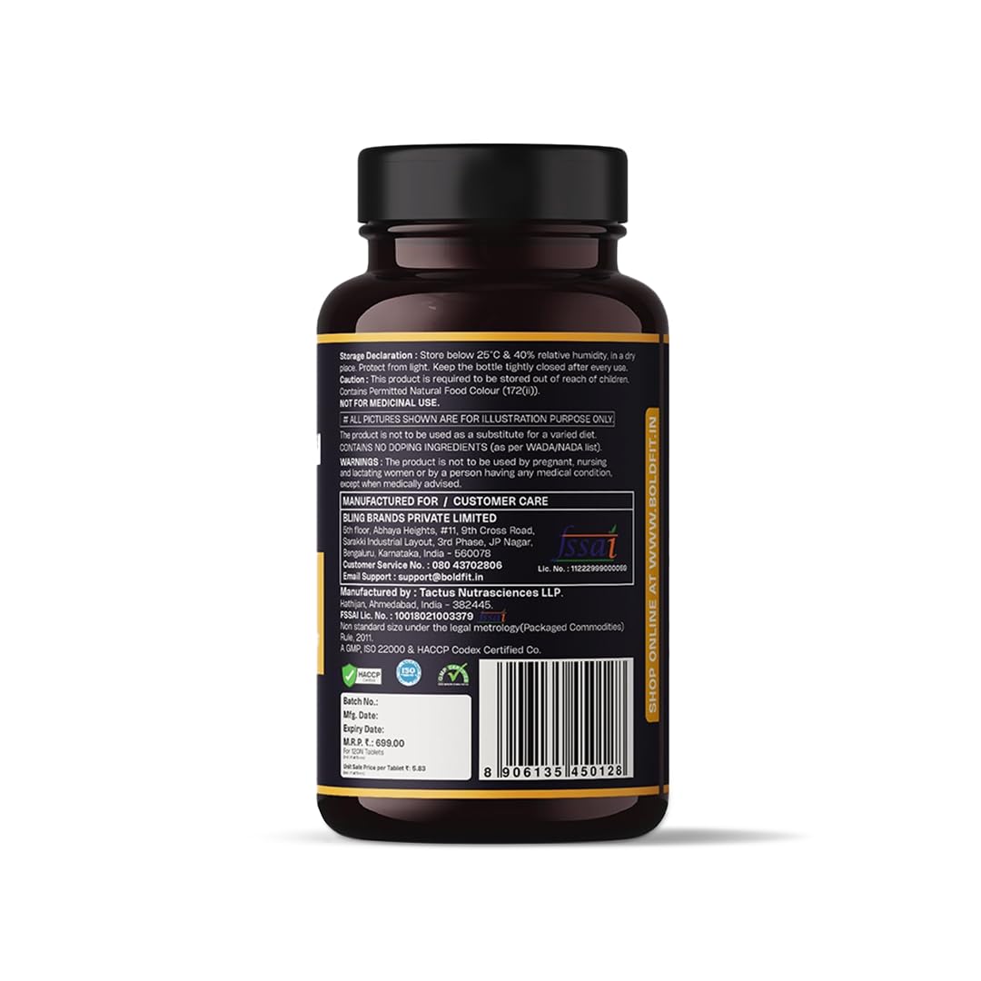 Boldfit Best Multivitamin Tablet For Men, Multi vitamin Tablet For Men with Probiotics, Vitamin C, E, B12, B6, Zinc & Grape Extract For Immunity & Energy Multivitamin Supplement- 120 Veg Tablets
