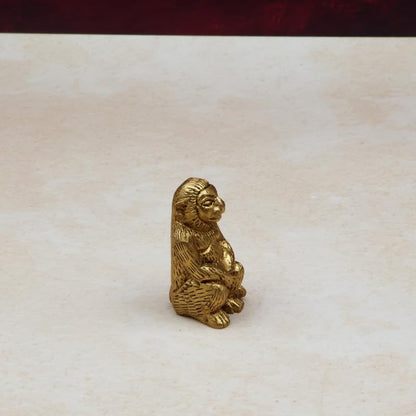 Brass Animal Monkey Statue Handcrafted Decorative Showpiece Idol for Home, Office Dcor (Size : 5cm Height | Weight : 119gm Approxe)