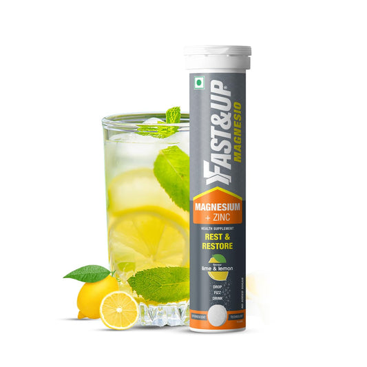 Fast&Up Magnesio - Magnesium and Zinc for Muscle Health and Stress - 20 Effervescent Tablets - Lime and Lemon Flavor