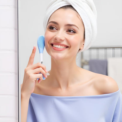 Glam21 Multipurpose Silicone Brush | 2in1 Soft Double-sided Deep Cleansing & Skin Massaging | Micro Scrubber to Face, Nose & Lips for Pore Cleansing, Removing Blackhead