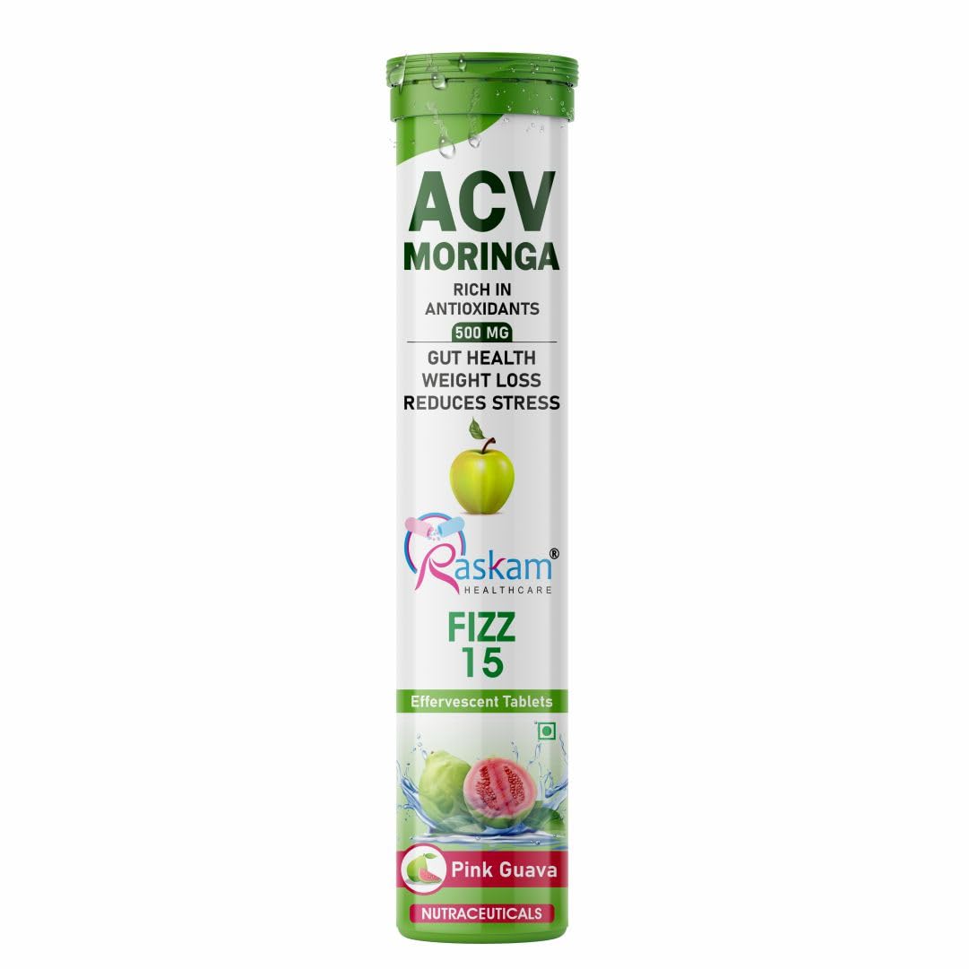 ACV Moringa supplement tube with green cap and white body on a white background