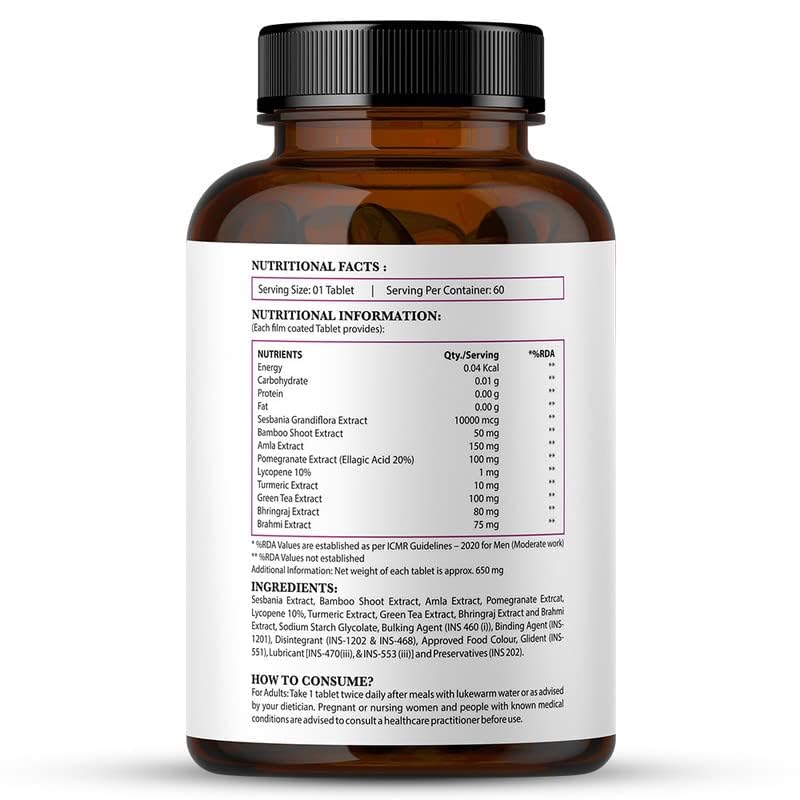 Nirvasa Plant-Based Biotin Tablets (60 Tabs) | Hair, Skin & Nail Support | Hair Fall Control, Glowing Skin, Stronger Nails | Improve Energy, Strength & Overall Health | For Men & Women