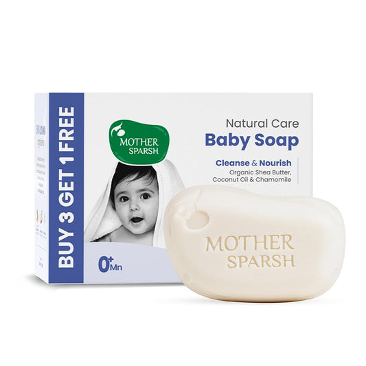 Mother Sparsh Natural Care Baby Soap-75g x 4 | Soap for Babies with Chamomile, Shea Butter & Coconut Oil | Gently Cleanses Baby's Skin