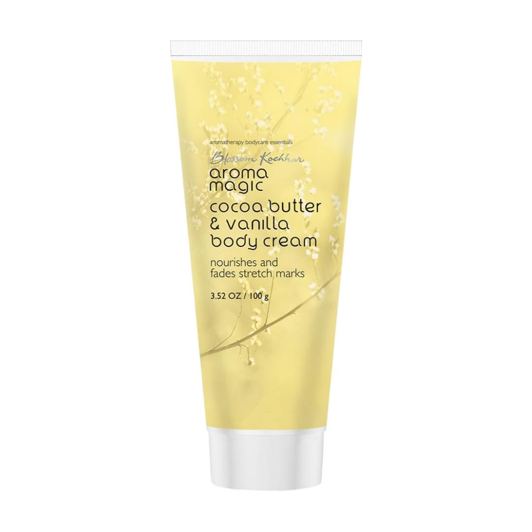 Aroma Magic Cocoa Butter & Vanilla Body Cream | Nourishes, Enhances Skin elasticity & prevents stretch marks | Green tea & calendula extract, vitamin E & C| Non-greasy| 100 ml