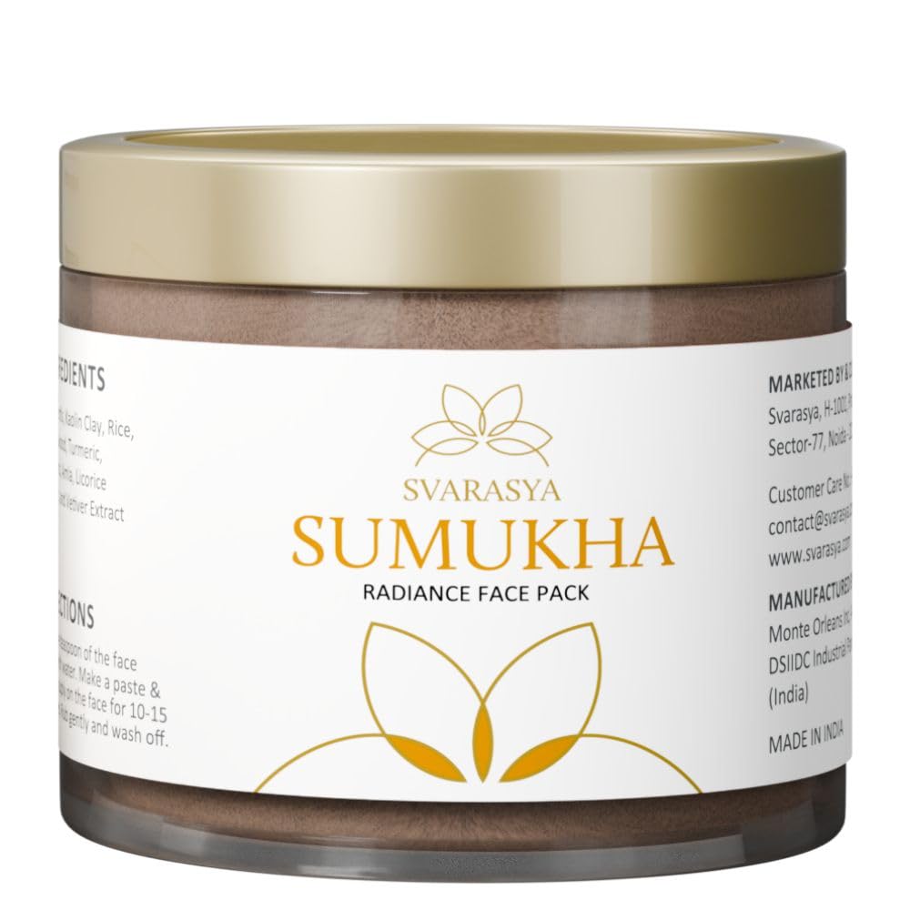 Svarasya Sumukha Ayurvedic Face Pack for Women | Ubtan Powder with Sandalwood, Licorice & Vetiver | For Oily & Blemished Skin | Glowing Skin, De-Tan, Pigmentation & Acne Scar Care | 100g