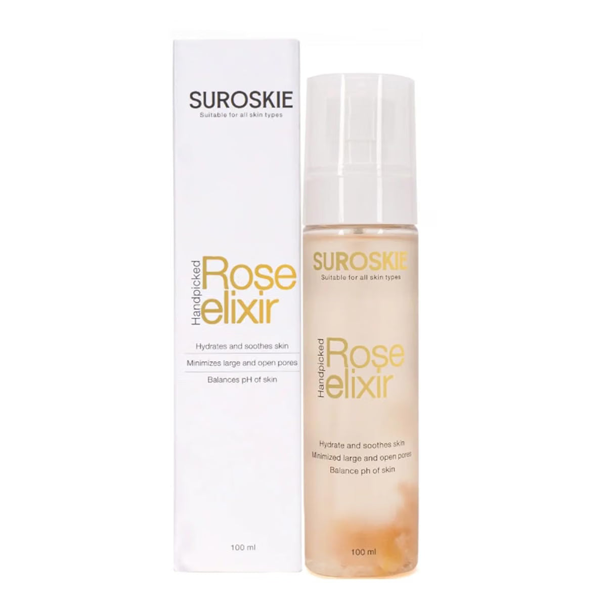 Suroskie Rose Water Elixir Face Mist 100Ml | Pure Rose Water | Face Toner For Glowing, Refresh & Hydrating Skin | Minimize Large & Open Pores | Balance Ph Of Skin | Gulab Jal For Women & Men