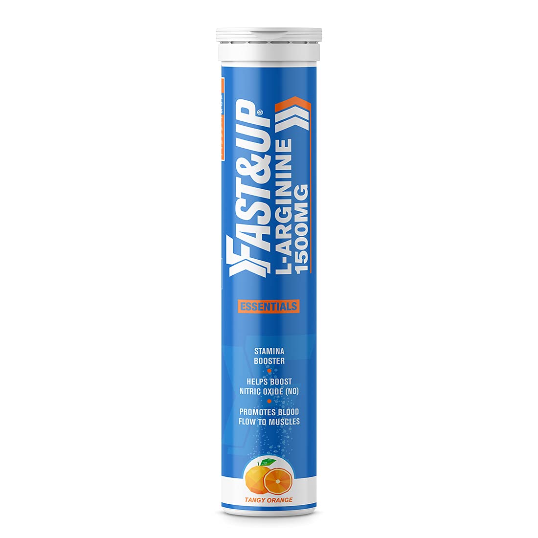 FAST&UP L-Arginine Essentials 1500 mg, Effervescent L-Arginine Supplement, Refreshing Orange Flavour, Boosts Stamina and Nitric Oxide (NO), Delays Onset of Fatigue – Pack of 20 Effervescent Tablets