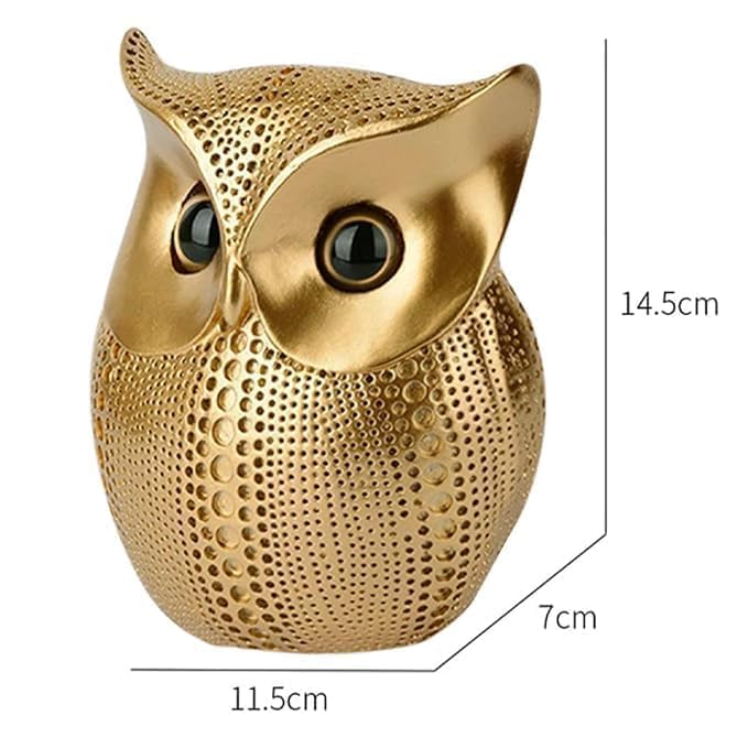 Resin Owl Statue (5.7 Inch) | Decorative Owl Sculpture & Figurine for Home Decor | Modern Tabletop Showpiece for Living Room, Bedroom, Office, Shelf & Bookshelf | Gold
