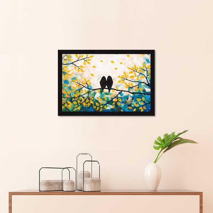 Love Birds Wall Decor Paintings with Frame for Home Decoration, Painting for Living Room - Framed Painting for Wall Decoration, 12.0 X 18.0 inches, Set Of 1