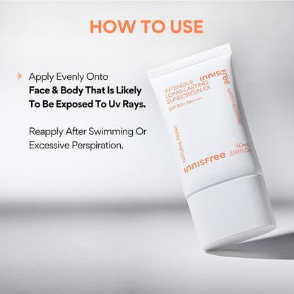 Innisfree Intensive Long Lasting Sunscreen 50ml with SPF 50+ PA++++ UV Protection, Long-Lasting Matte Finish, Oil Control, Hydrating, Korean Sunscreen for All Skin Types, Non-Greasy & Lightweight