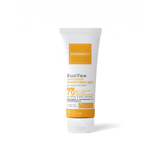 Dermacy Sunvex Invisible Sunscreen Gel | SPF 70 PA++++ | Non - Sticky, Effective Sun Protection | Suitable For All Skin Types | For Women and Men | 50g