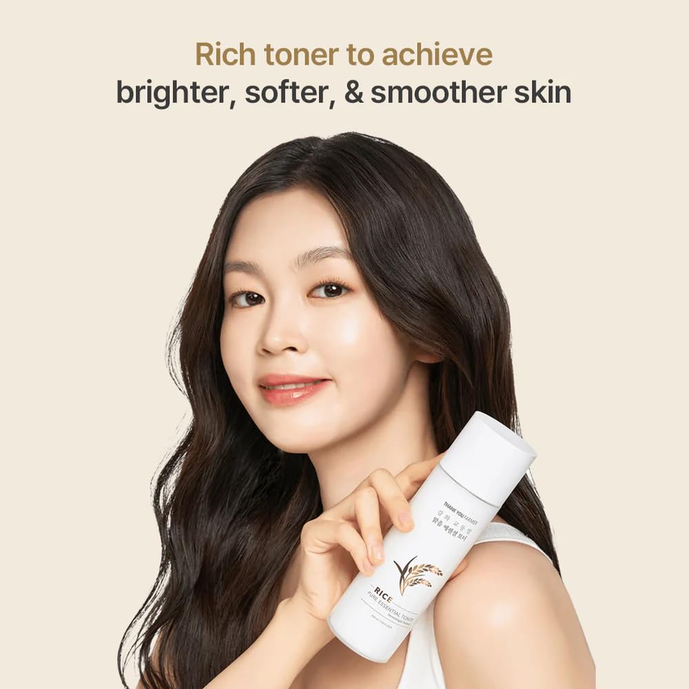 THANKYOU FARMER Pure Essential Rice Toner (200ml) | Korean Hydrating Rice Water Toner with Niacinamide & Ceramide | Brightening, Smooth Skin Texture & Daily Moisture Booster | Lightweight Refreshing Face Toner