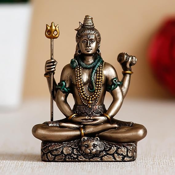 Antique Shiva Matte Finish Decorative Idol – Unique Design for Desk, Car, and Home Décor | Statue Figurine Gift for Office Desk, Puja Room, and Gifting Purposes