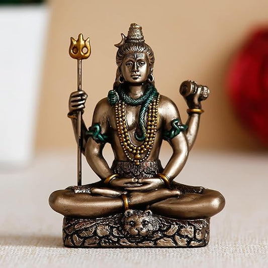 Antique Shiva Matte Finish Decorative Idol – Unique Design for Desk, Car, and Home Décor | Statue Figurine Gift for Office Desk, Puja Room, and Gifting Purposes