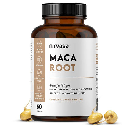Nirvasa Maca Root Tablets 800mg (60 Tabs) | Ayurvedic Supplement for Energy, Strength, Stamina & Vitality | Supports Fertility & Hormonal Balance | For Men & Women