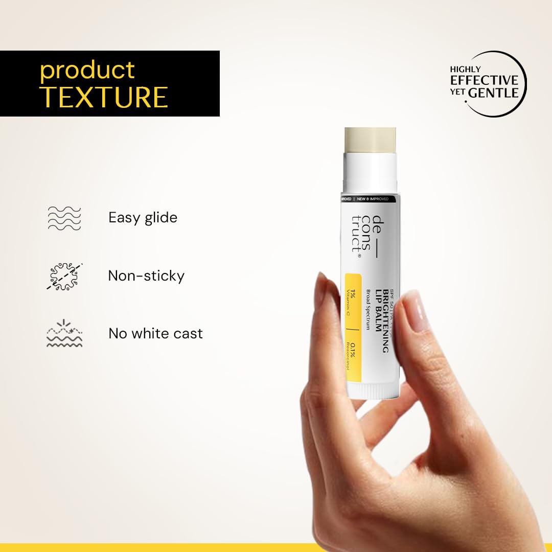 Deconstruct Brightening Lip Balm SPF 50 | Vitamin C & Resorcinol | Moisturizes Dry, Chapped Lips & Brightens Pigmented Lips | Vitamin E & Murumuru Butter | 4.2g