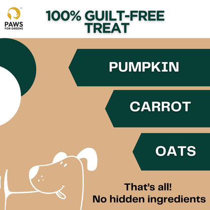 PAWS FOR GREENS Healthy Dog Treats, 100% Natural Plant-Based Dog Biscuits, Meat-Free Veg Snacks for Dogs & Puppies, Tasty & Crunchy Treats for All Breeds, 100g
