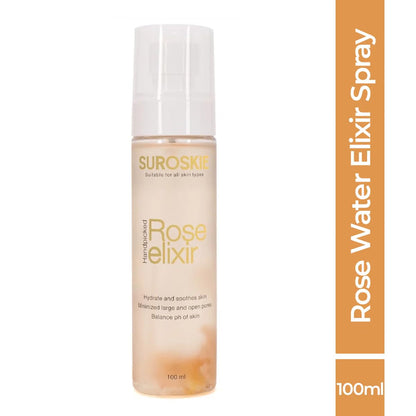 Suroskie Rose Water Elixir Face Mist 100Ml | Pure Rose Water | Face Toner For Glowing, Refresh & Hydrating Skin | Minimize Large & Open Pores | Balance Ph Of Skin | Gulab Jal For Women & Men
