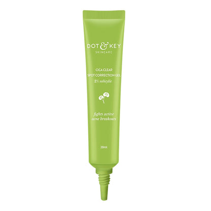 Zephivo Dot & Key Cica Clear Spot Correction Gel for Active Acne | Soothing, Lightweight & Non Drying | Reduces Active Acne & Redness | Fades Acne Scars & Dark Spots | For Oily, Acne Prone Skin | For Women & Men | 20ml
