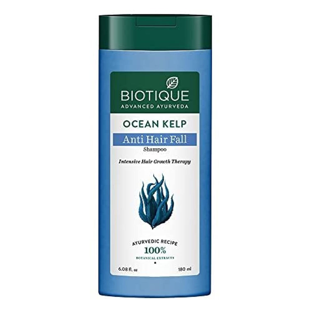 Biotique Ocean Kelp Anti Hair Fall Shampoo bottle on a white background