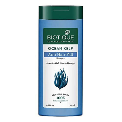 Biotique Ocean Kelp Anti Hair Fall Shampoo bottle on a white background