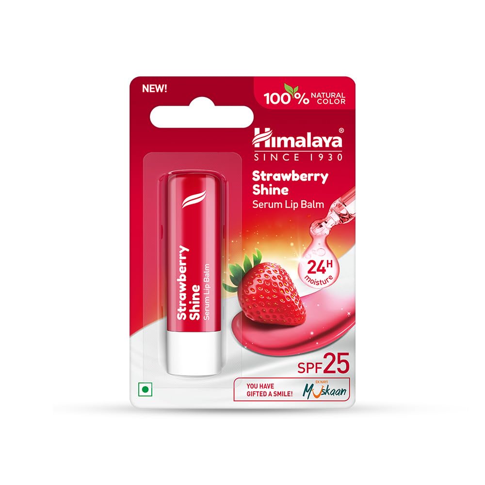 Himalaya Strawberry Shine Serum Lip Balm packaging on a white background