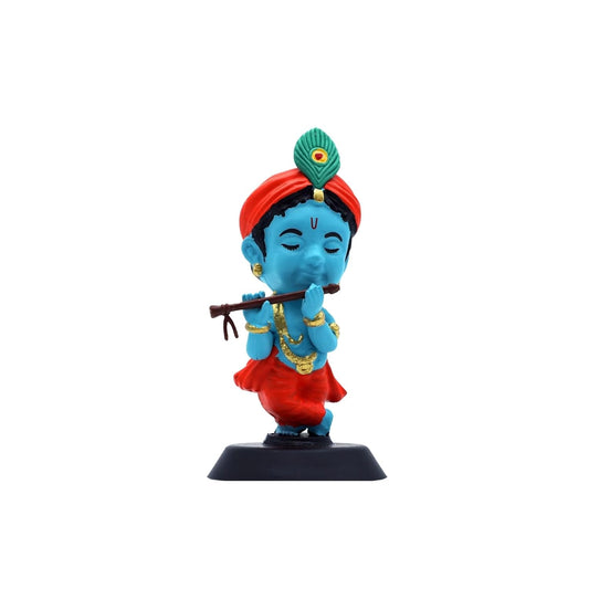 Lord Krishna Figurine Showpiece for Car Dashboard, Home Office | Kanha Ji Murti Statue for Hindu Temple, Spiritual Decor | Gift for Devotees