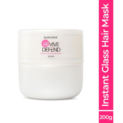 Suroskie Unscented Revive & Defend Instant Glass Hair Mask 200 Gm | Hydrolyzed Keratin & Murmuru Butter | Spa Treatment At Home For Dry Frizzy Hair | Intense Damage Repair Mask For Men & Women