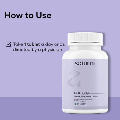 saturn by ghc Biotin Hair Gummies | Stronger Hair & Nails | Hair Gummies for Women| Vitamin B7, 60 Tablets