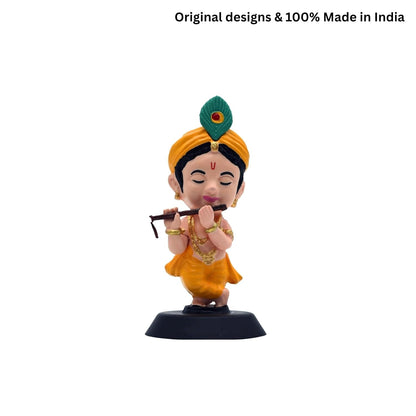 Shri Krishna with Flute Figurine Showpiece for Car Dashboard, Home Office | Kanha Ji Murti Statue for Hindu Temple, Spiritual Decor | Gift for Devotees