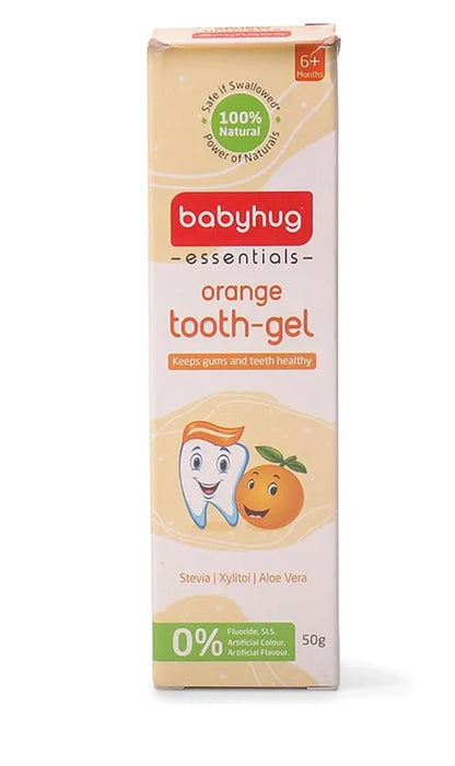 Babyhug Orange Flavoured Tooth Gel for Ages 6 Months+ |100% Natural Ingredients Fluoride Free No SLS/SLES- 50 g (1)