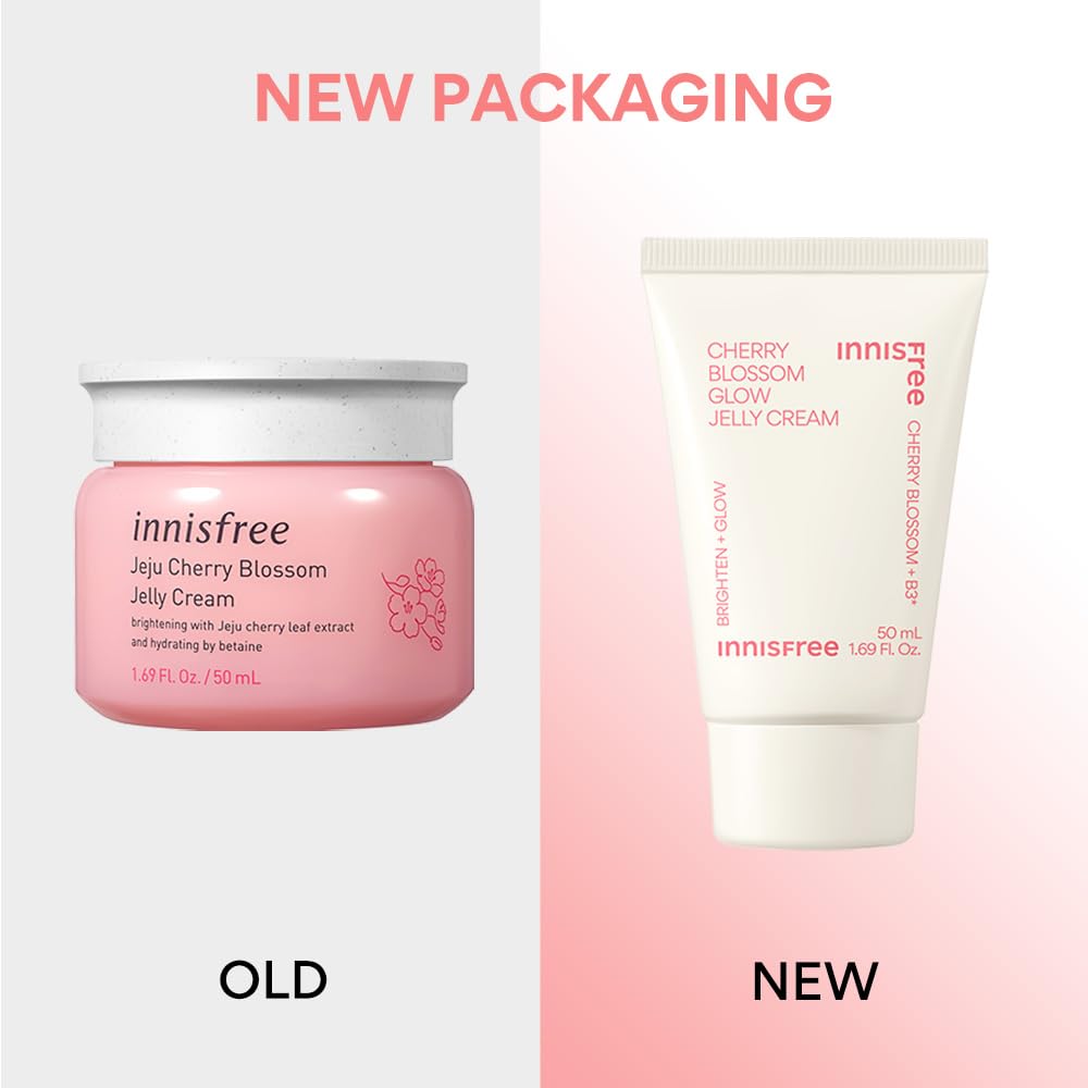 Innisfree Jeju Cherry Blossom Jelly Cream 50ml with Niacinamide | Korean Skin Moisturiser for Glowing, Hydrated Skin, Lightweight Gel & Soothing Formula for a Fresh & Radiant Look-50ml