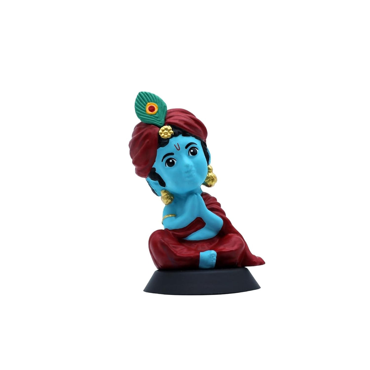 Kanha Ji Figurine Showpiece for Car Dashboard, Home Office | Krishna Murti Statue for Hindu Temple, Spiritual Decor | Gift for Devotees (Bhakti Krishna Blue Tone)