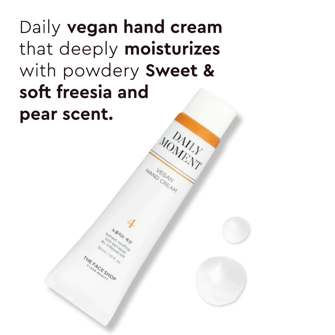 Daily vegan hand cream with freesia and pear scent on a white background