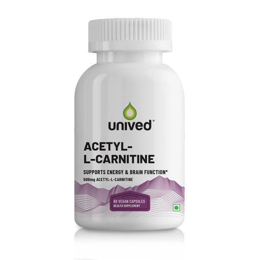 Zephivo Unived Acetyl L-Carnitine 500mg | Supercharges Brain Function, Fat Loss, & Reaction Time. | Single Ingredient, Flavorless & Caffeine Free | 60 Vegan Capsules
