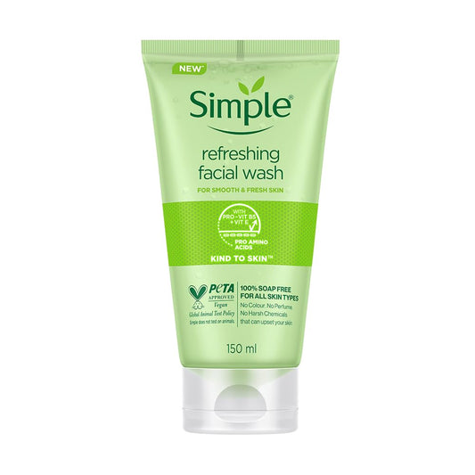 Simple Kind To Skin Refreshing Facial Wash 150 ml | 100% Soap-Free Facewash that doesn't dry out your skin| For All Skin Types
